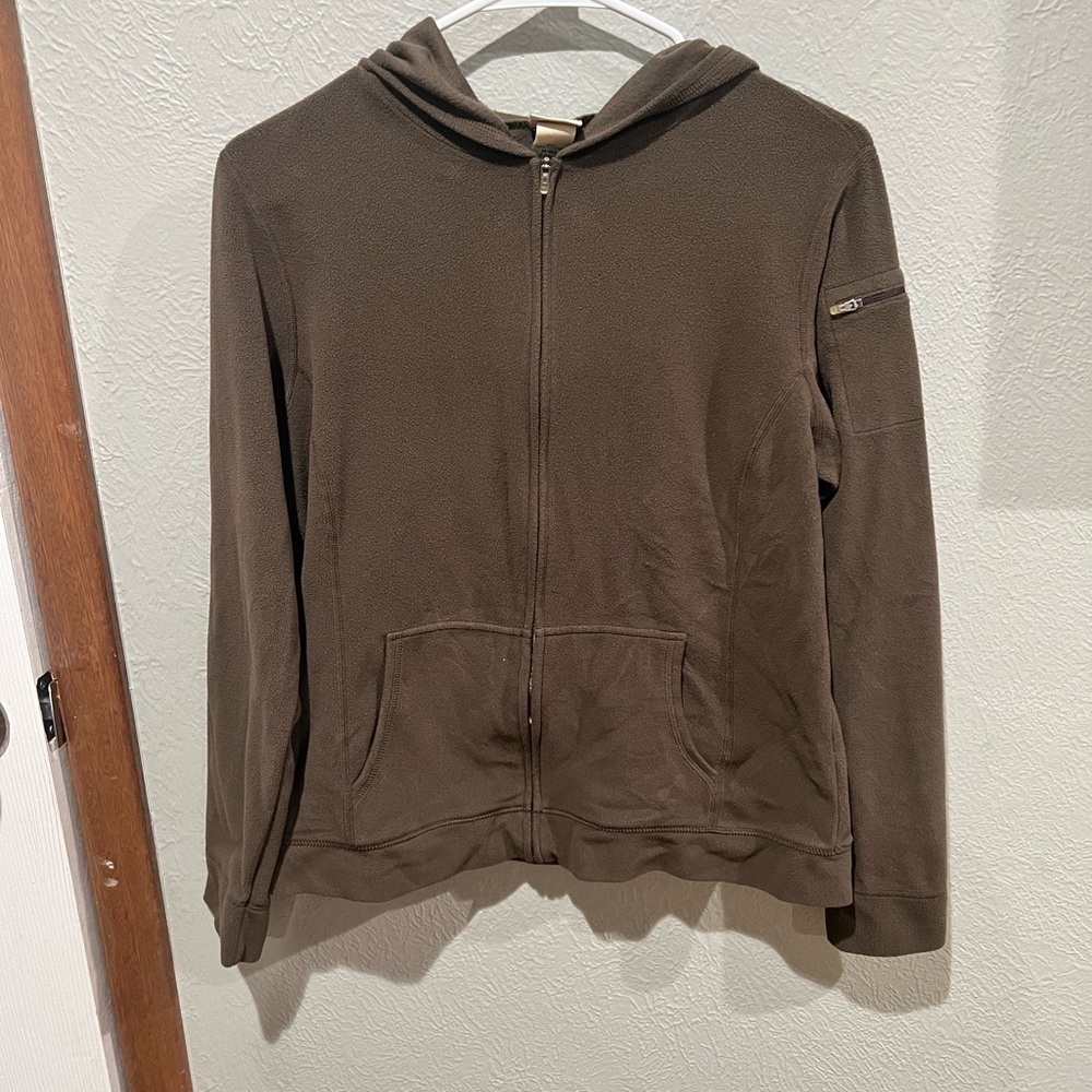 L.L. Bean Brown Women’s Full Zip Hoodie Size M Super Soft Hoodie EUC Zip Pocket